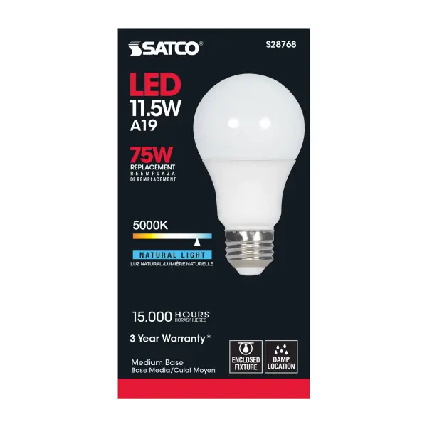 11.5 Watt - A19 LED - 5000K - Medium base - 220 deg. Beam Angle -120 Volt - Image 3