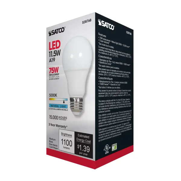 11.5 Watt - A19 LED - 5000K - Medium base - 220 deg. Beam Angle -120 Volt - Image 6