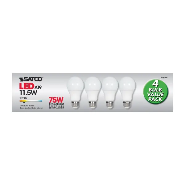 11.5 Watt - A19 LED - 2700K - Medium base - 220 deg. Beam Angle -120 Volt - 4-pack - Image 8