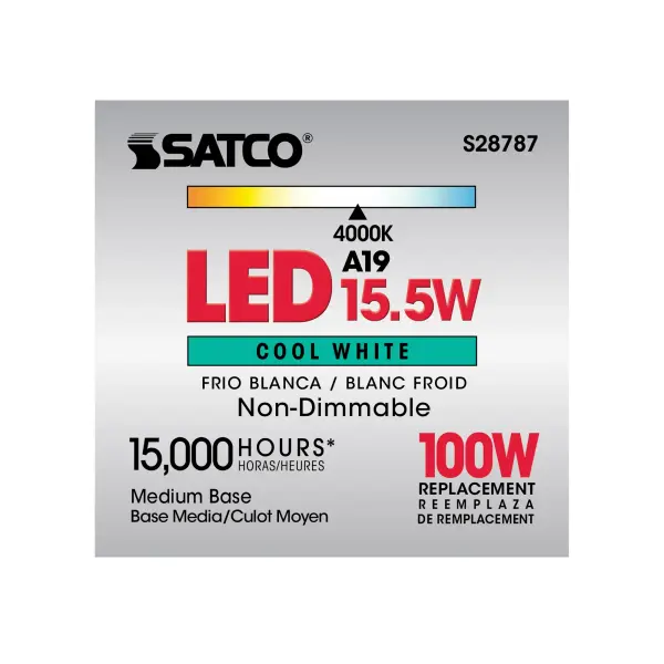 15.5 Watt - A19 LED - 4000K - Medium base - 220 deg. Beam Angle -120 Volt - Image 13