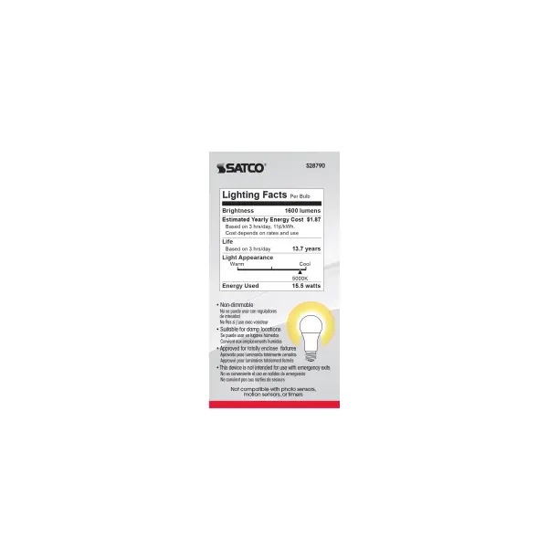 15.5 Watt - A19 LED - 5000K - Medium base - 220 deg. Beam Angle -120 Volt - 4-pack - Image 5