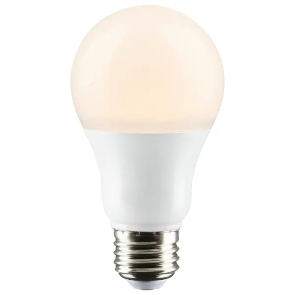 Satco's 8.8 watt, medium base LED lamp is an energy efficient light bulb with a traditional A19 shape. Suitable for use in enclosed fixtures, this lamp is the perfect choice for illuminating any room in your home. With superior 90 CRI light quality, this lamp delivers 25,000 hours of soft white light. - alternate view