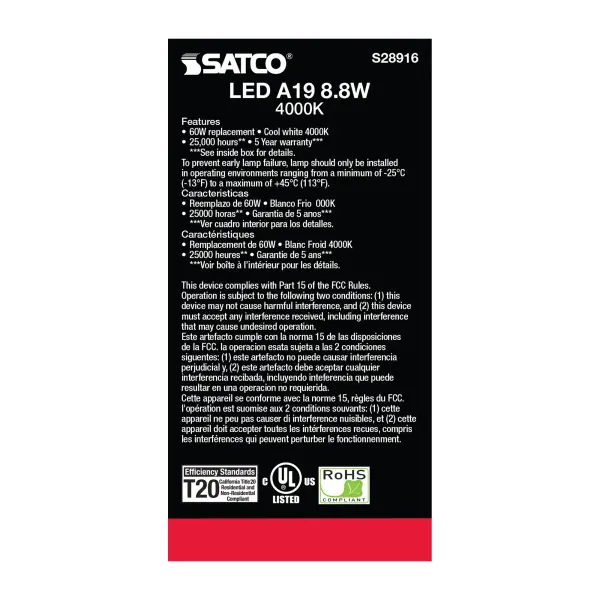 8.8W - A19 LED - 4000K - Medium base - 220 deg. Beam Angle - 120-277V - Image 5