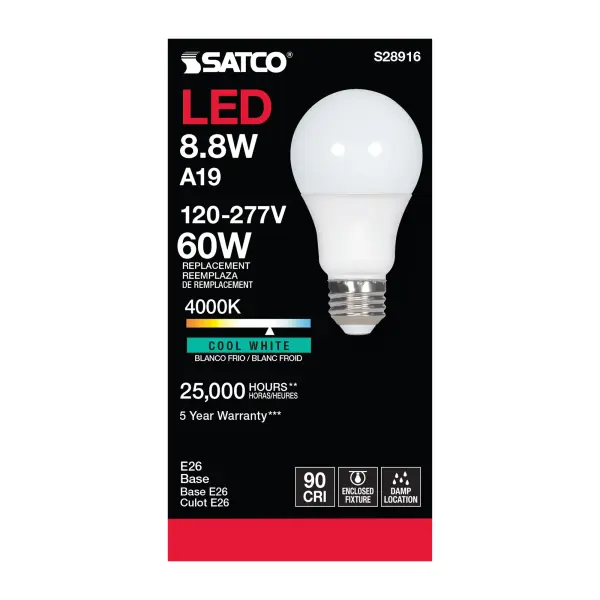 8.8W - A19 LED - 4000K - Medium base - 220 deg. Beam Angle - 120-277V - Image 6