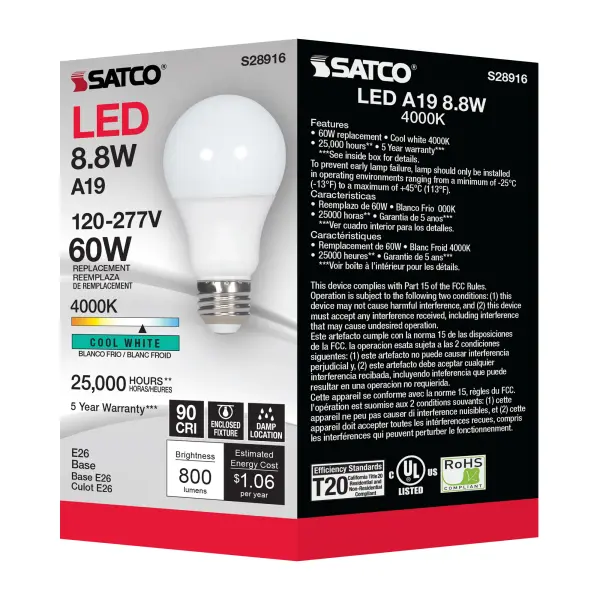 8.8W - A19 LED - 4000K - Medium base - 220 deg. Beam Angle - 120-277V - Image 8