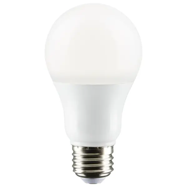 Satco's 8.8 watt, medium base LED lamp is an energy efficient light bulb with a traditional A19 shape. Suitable for use in enclosed fixtures, this lamp is the perfect choice for illuminating any room in your home. With superior 90 CRI light quality, this lamp delivers 25,000 hours of natural white light. - alternate view