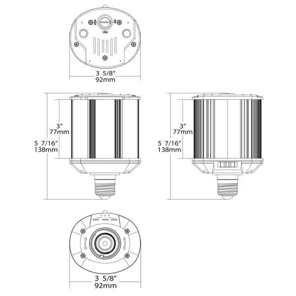 5/10/20 Wattage Selectable - LED Hi-Pro Wall Pack - CCT Selectable 3K/4K/5K - Type B - Ballast Bypass - Medium base - 100-277 Volt - ColorQuick Technology - PowerQuick Technology - Image 12