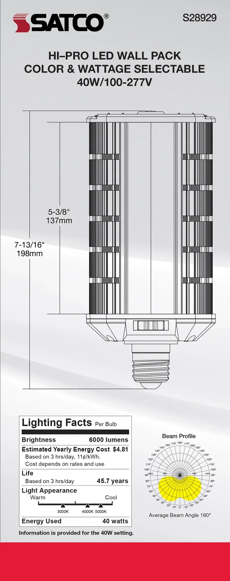 20/30/40 Wattage Selectable - LED Hi-Pro Wall Pack - CCT Selectable 3K/4K/5K - Type B - Ballast Bypass - Medium base - 100-277 Volt - ColorQuick Technology - PowerQuick Technology - Image 9