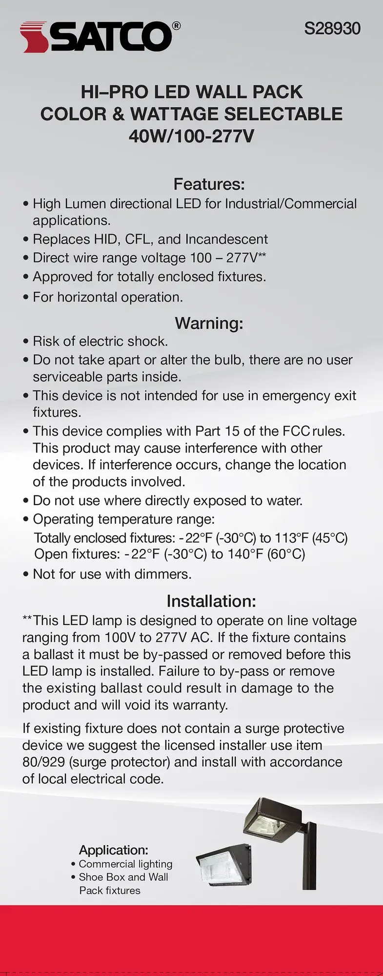 20/30/40 Wattage Selectable - LED Hi-Pro Wall Pack - CCT Selectable 3K/4K/5K - Type B - Ballast Bypass - Extended Mogul base - 100-277 Volt - ColorQuick Technology - PowerQuick Technology - Image 11