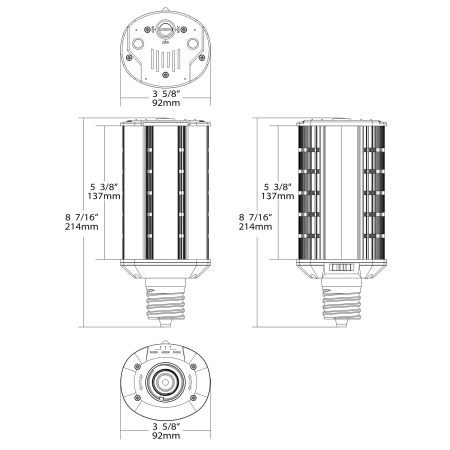 20/30/40 Wattage Selectable - LED Hi-Pro Wall Pack - CCT Selectable 3K/4K/5K - Type B - Ballast Bypass - Extended Mogul base - 100-277 Volt - ColorQuick Technology - PowerQuick Technology - Image 14