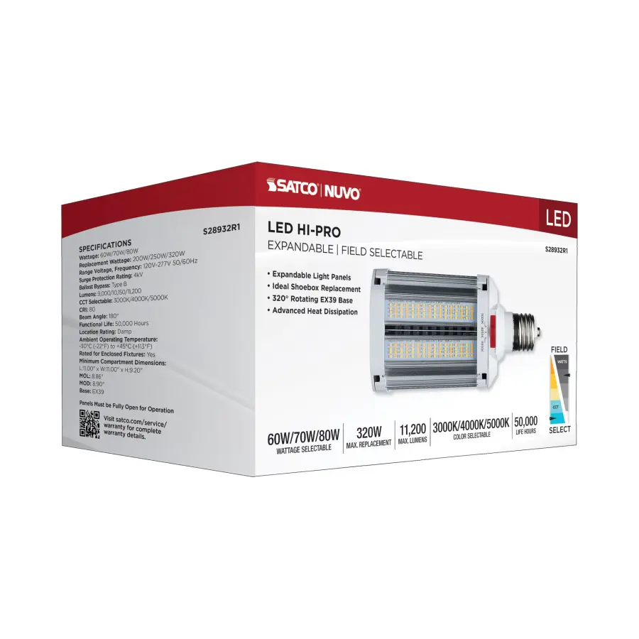 LED Shoe Box Lamp - 60/70/80 Wattage Selectable - 3K/4K/5K CCT Selectable - 120-277 Volt - White Finish - Image 20
