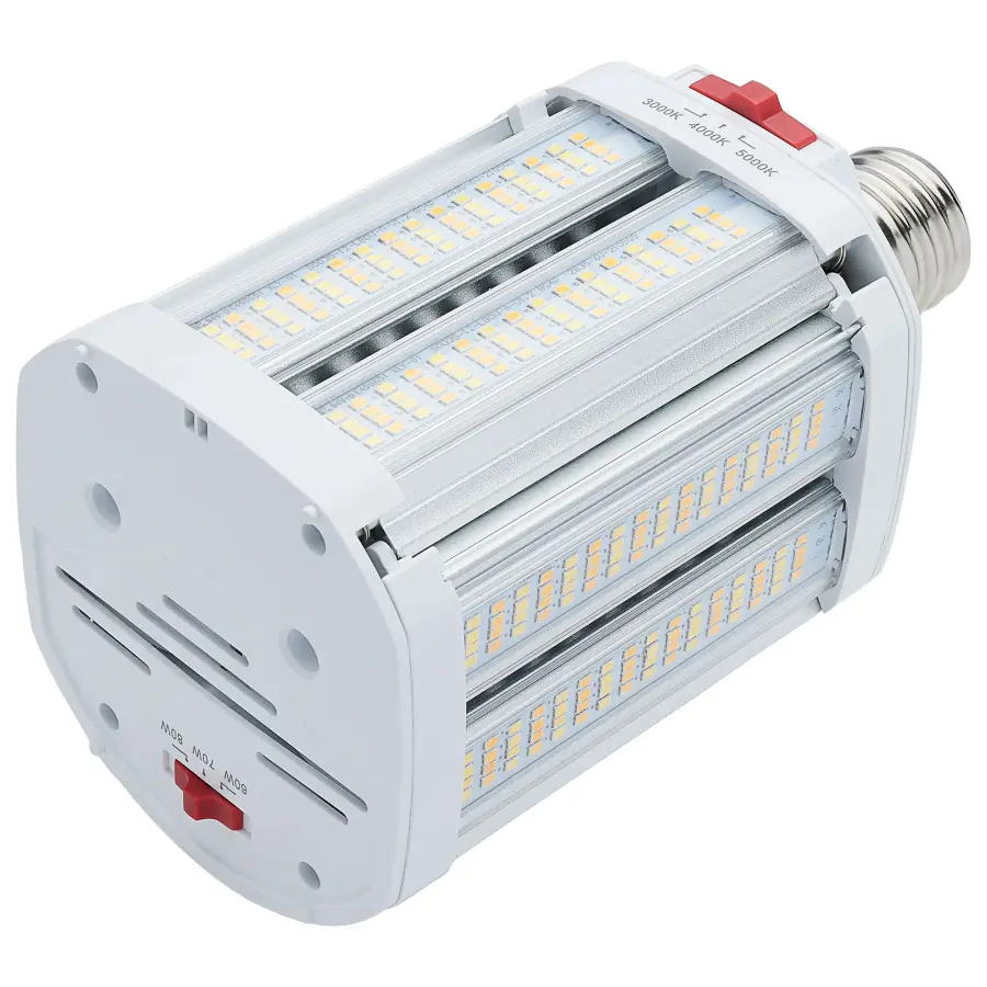 LED Shoe Box Lamp - 60/70/80 Wattage Selectable - 3K/4K/5K CCT Selectable - 120-277 Volt - White Finish - Image 4