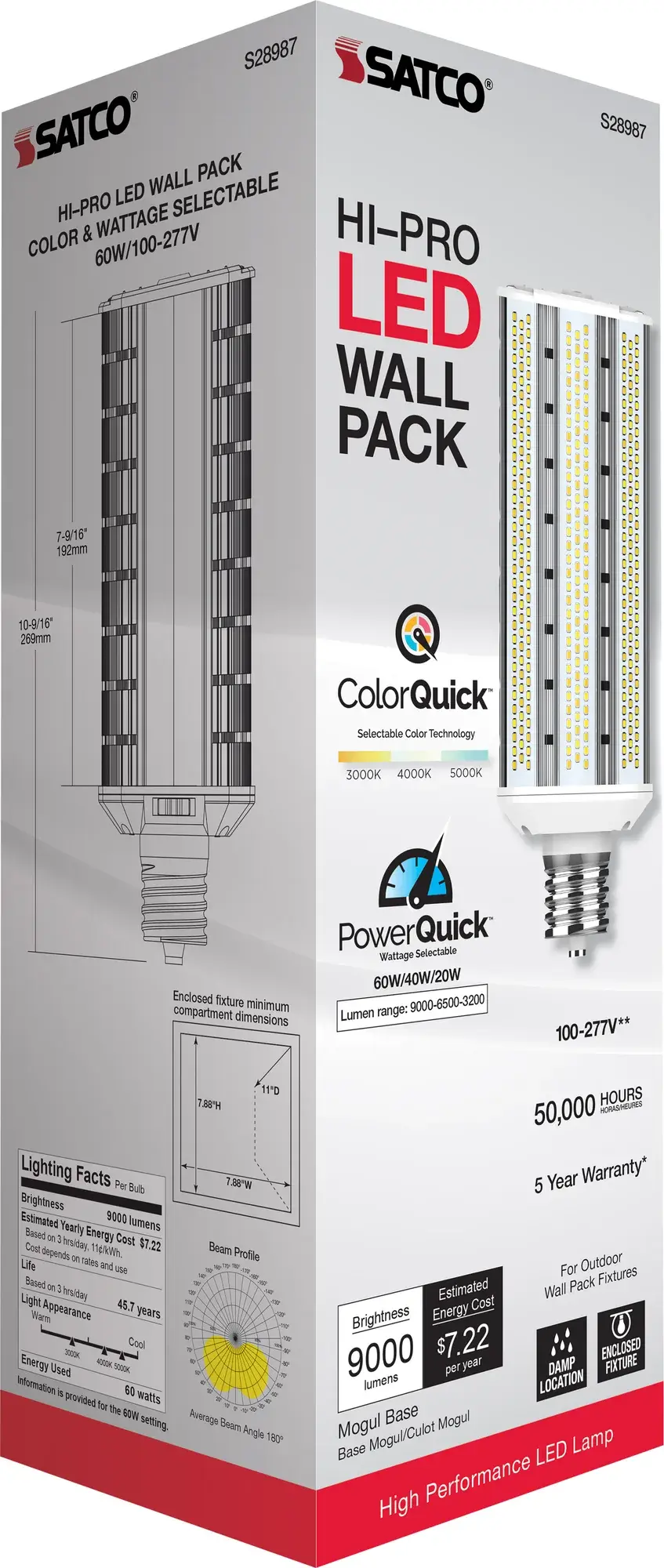 20/40/60 Wattage Selectable - LED Hi-Pro Wall Pack - CCT Selectable 3K/4K/5K - Type B - Ballast Bypass - Extended Mogul base - 100-277 Volt - ColorQuick Technology - PowerQuick Technology - Image 12
