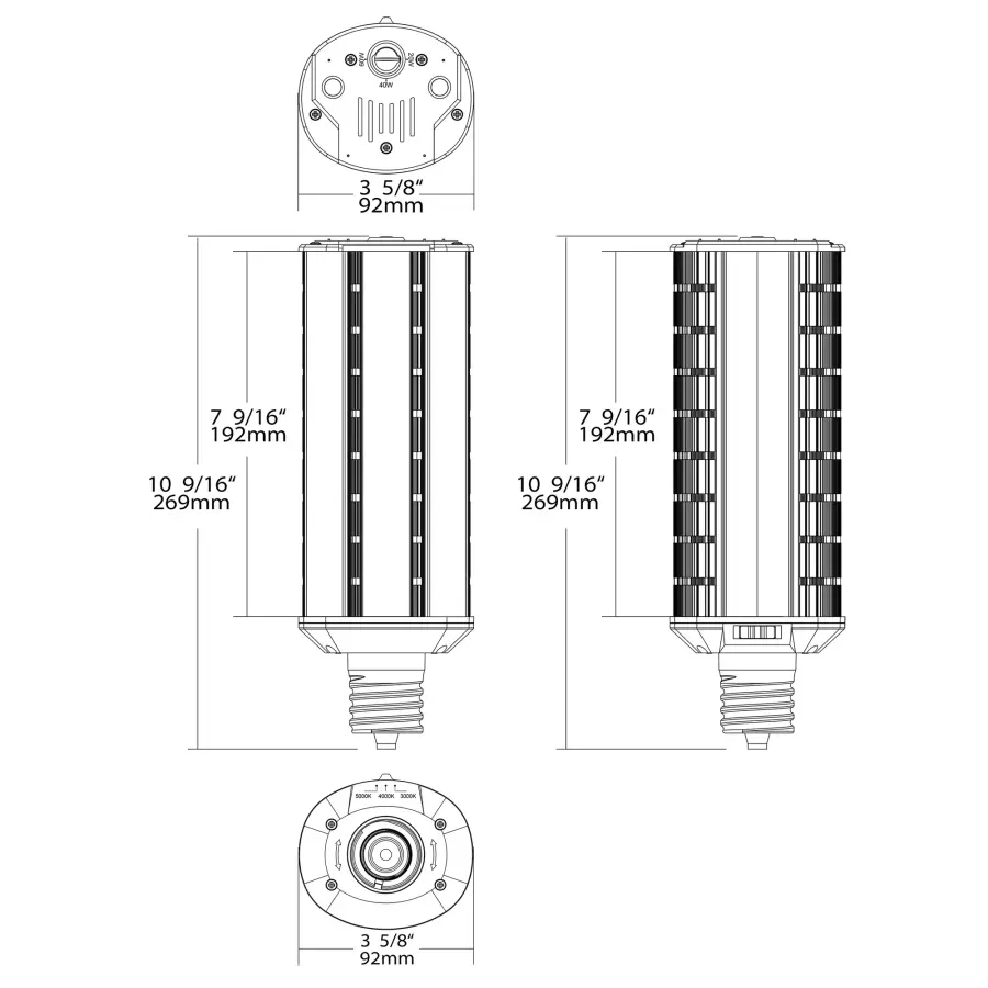 20/40/60 Wattage Selectable - LED Hi-Pro Wall Pack - CCT Selectable 3K/4K/5K - Type B - Ballast Bypass - Extended Mogul base - 100-277 Volt - ColorQuick Technology - PowerQuick Technology - Image 13