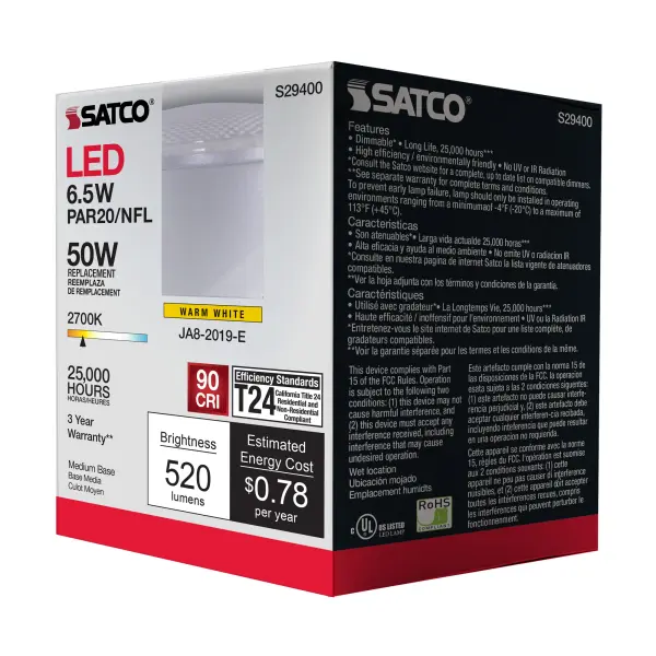 6.5 Watt - PAR20 LED - 2700K - 25 deg. Beam Angle - Medium base - 120 Volt - Image 11