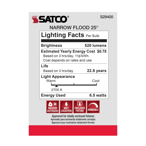 6.5 Watt - PAR20 LED - 2700K - 25 deg. Beam Angle - Medium base - 120 Volt - Image 9