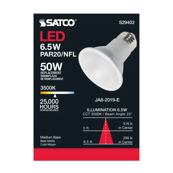 6.5 Watt - PAR20 LED - 3500K - 25 deg. Beam Angle - Medium base - 120 Volt - Image 7