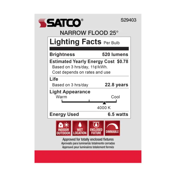 6.5 Watt - PAR20 LED - 4000K - 25 deg. Beam Angle - Medium base - 120 Volt - Image 9