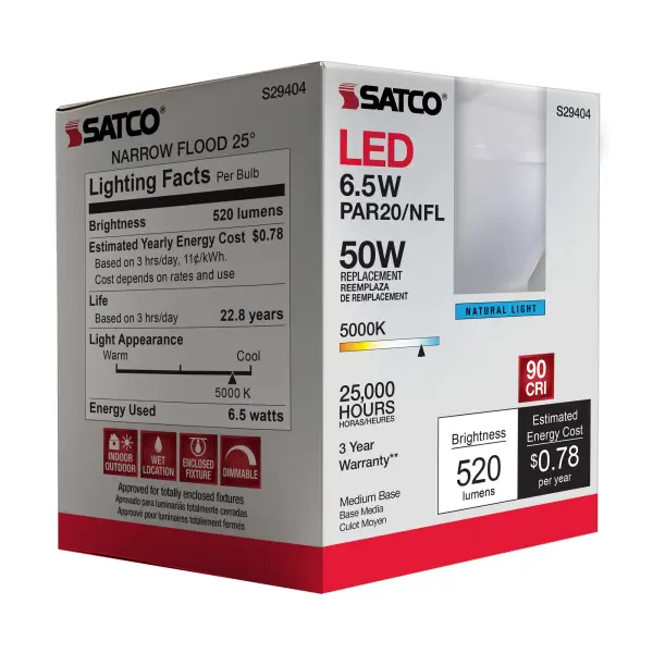 6.5 Watt - PAR20 LED - 5000K - 25 deg. Beam Angle - Medium base - 120 Volt - Image 11