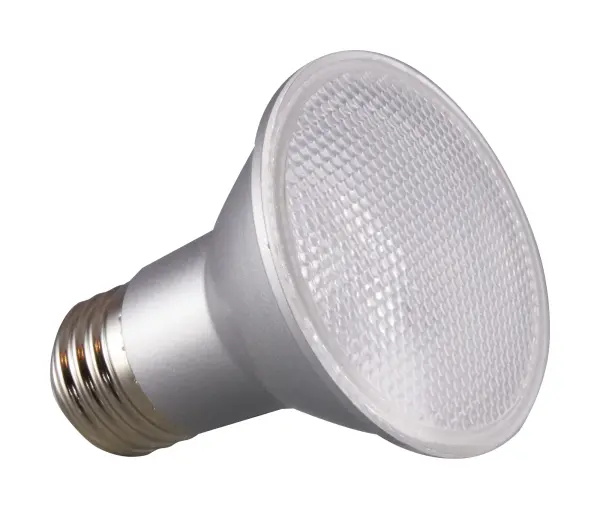 Satco's LED 6.5-watt, PAR20 lamp maintains the familiar look of the Halogen PAR and Gen1 LED lamps they replace; but at 90 CRI and a higher lumens per watt ratio, it delivers superior light and improved efficiency. Designed for use in track, recessed fixtures and wet locations including outdoor and landscape applications, this versatile lamp has a multitude of applications. This lamp is dimmable and delivers 25,000 hours of warm white light.