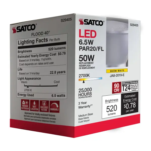 6.5 Watt - PAR20 LED - 2700K - 40 deg. Beam Angle - Medium base - 120 Volt - Image 10