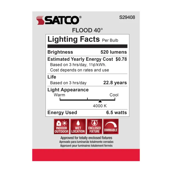 6.5 Watt - PAR20 LED - 4000K - 40 deg. Beam Angle - Medium base - 120 Volt - Image 9