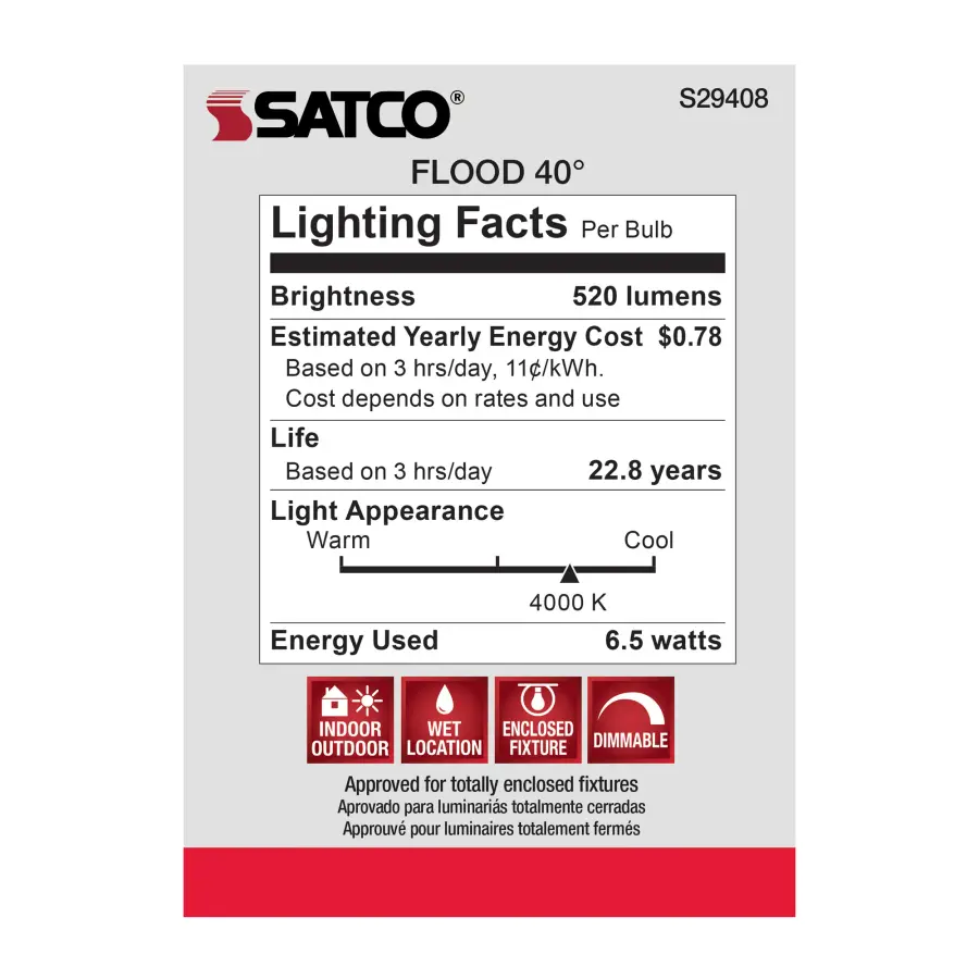 6.5 Watt - PAR20 LED - 4000K - 40 deg. Beam Angle - Medium base - 120 Volt - Image 9