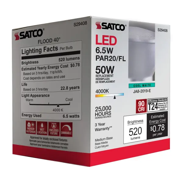 6.5 Watt - PAR20 LED - 4000K - 40 deg. Beam Angle - Medium base - 120 Volt - Image 10