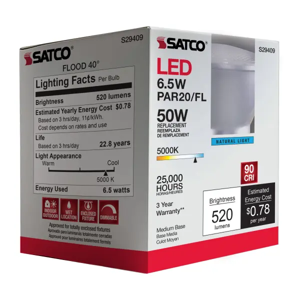 6.5 Watt - PAR20 LED - 5000K - 40 deg. Beam Angle - Medium base - 120 Volt - Image 11