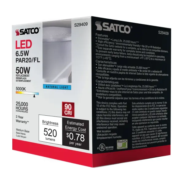 6.5 Watt - PAR20 LED - 5000K - 40 deg. Beam Angle - Medium base - 120 Volt - Image 12