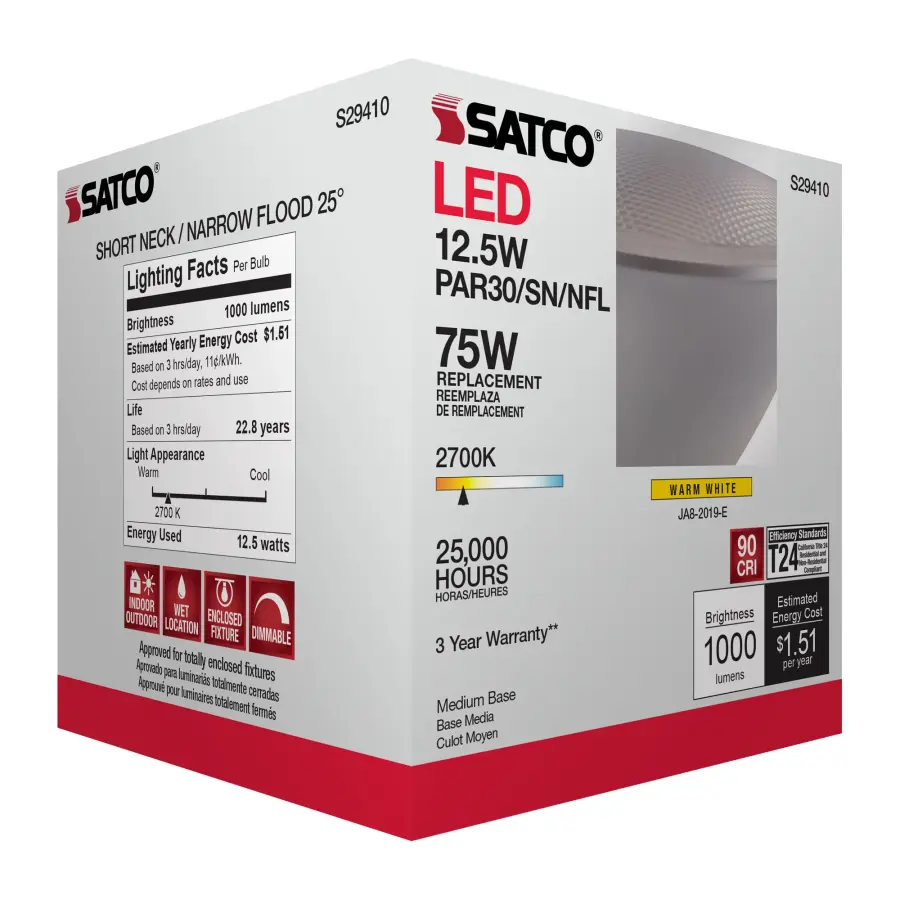 12.5 Watt - PAR30SN LED - 2700K - 25 deg. Beam Angle - Medium base - 120 Volt - Image 11