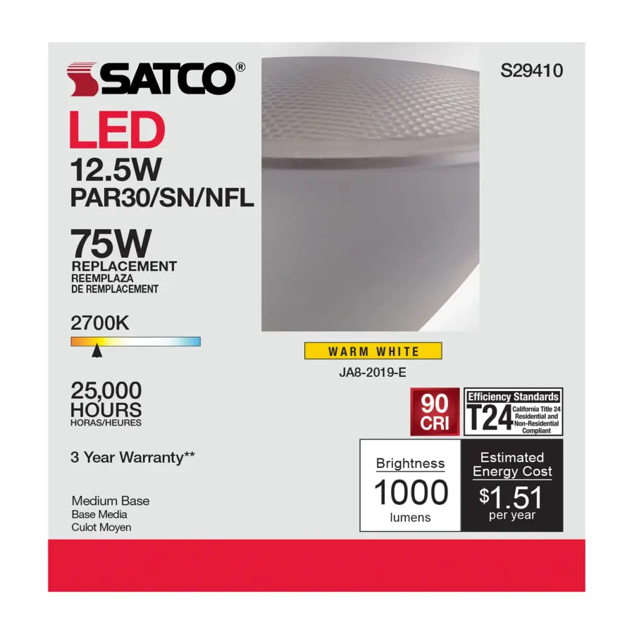 12.5 Watt - PAR30SN LED - 2700K - 25 deg. Beam Angle - Medium base - 120 Volt - Image 6