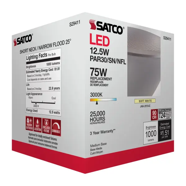 12.5 Watt - PAR30SN LED - 3000K - 25 deg. Beam Angle - Medium base - 120 Volt - Image 11