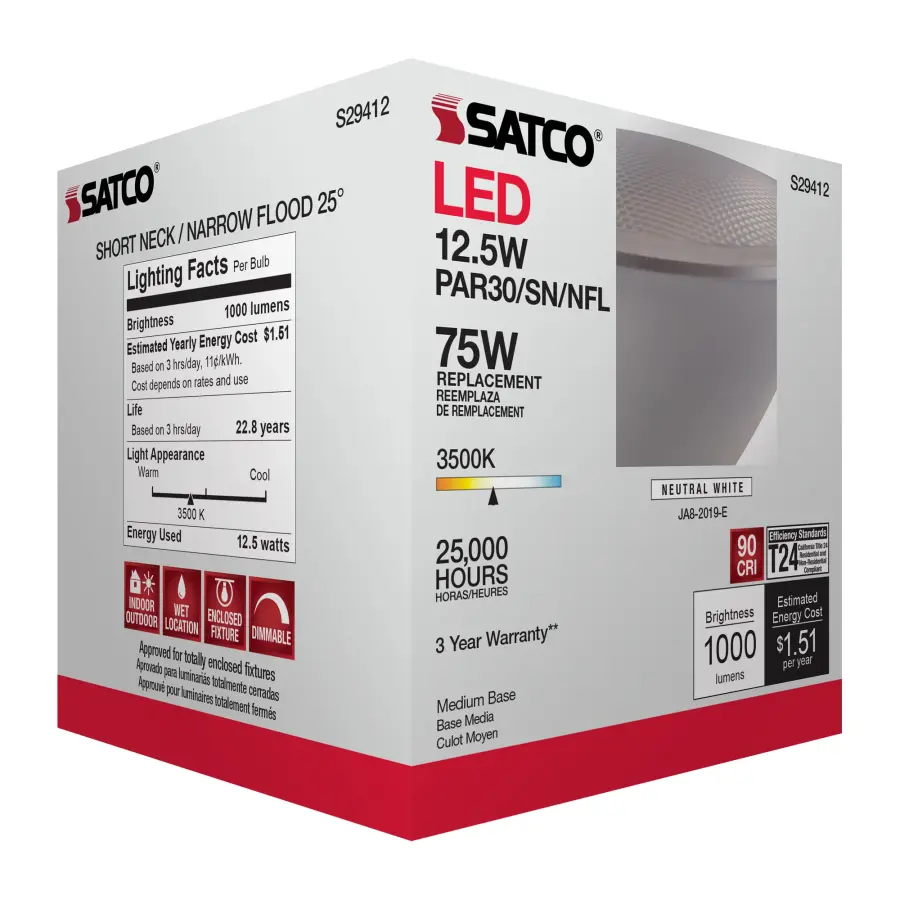 12.5 Watt - PAR30SN LED - 3500K - 25 deg. Beam Angle - Medium base - 120 Volt - Image 11