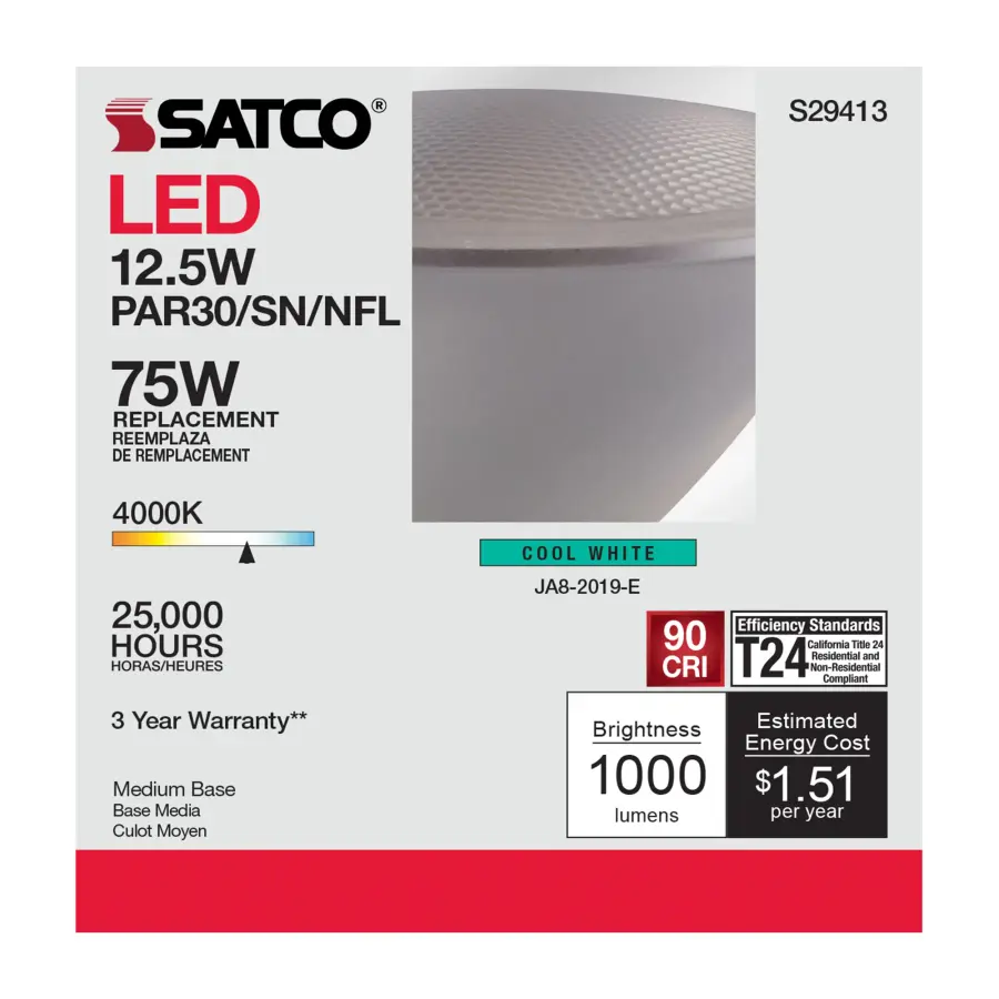 12.5 Watt - PAR30SN LED - 4000K - 25 deg. Beam Angle - Medium base - 120 Volt - Image 6