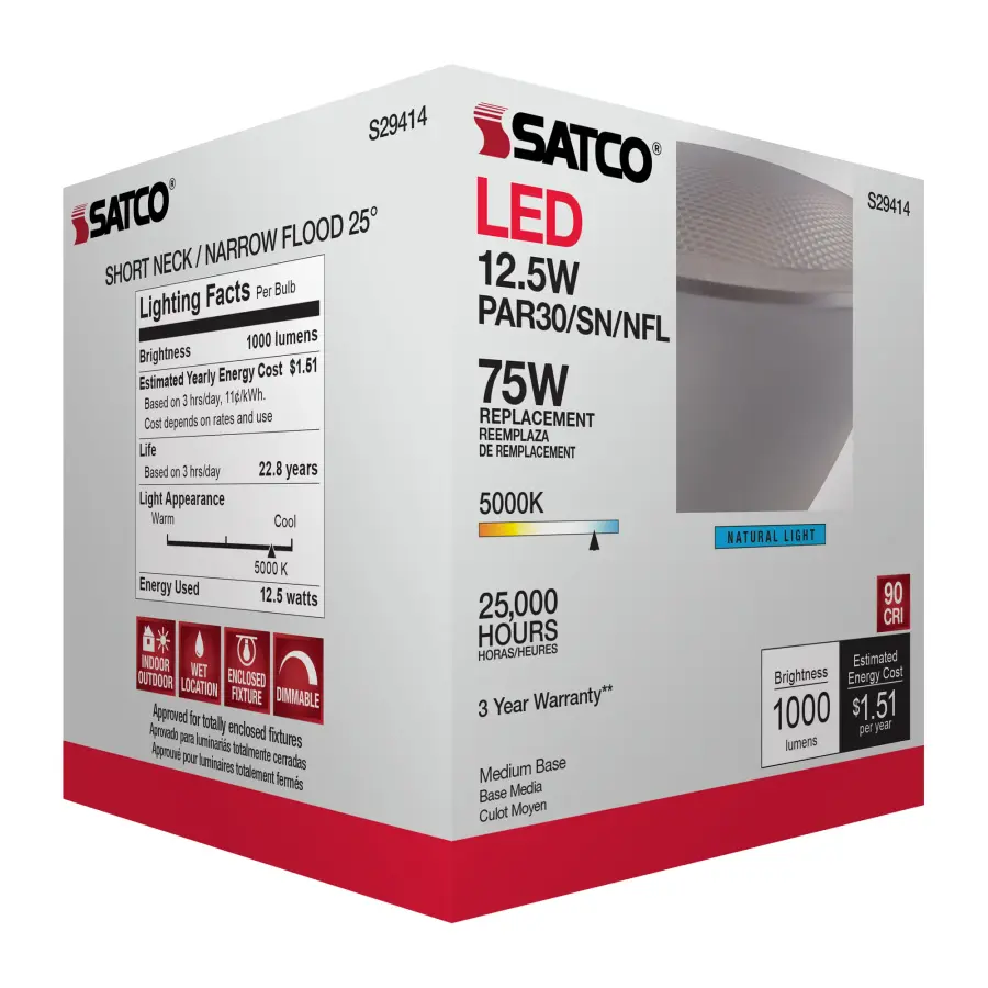 12.5 Watt - PAR30SN LED - 5000K - 25 deg. Beam Angle - Medium base - 120 Volt - Image 11
