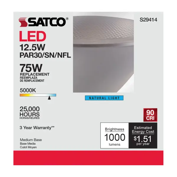 12.5 Watt - PAR30SN LED - 5000K - 25 deg. Beam Angle - Medium base - 120 Volt - Image 6