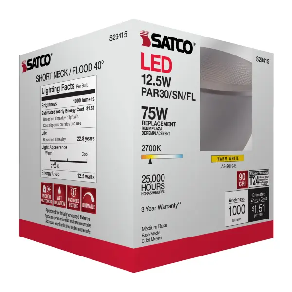 12.5 Watt - PAR30SN LED - 2700K - 40 deg. Beam Angle - Medium base - 120 Volt - Image 11