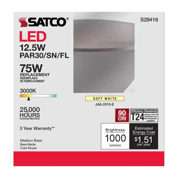 12.5 Watt - PAR30SN LED - 3000K - 40 deg. Beam Angle - Medium base - 120 Volt - Image 6