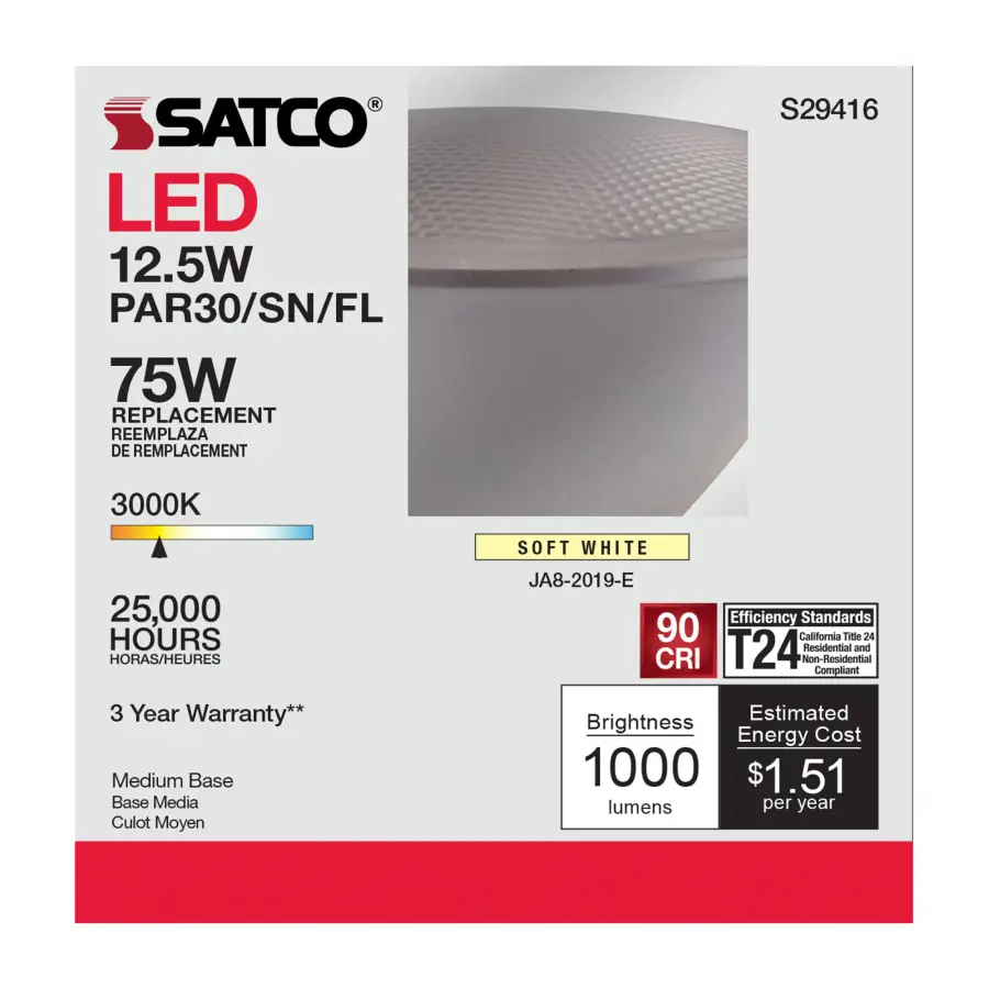 12.5 Watt - PAR30SN LED - 3000K - 40 deg. Beam Angle - Medium base - 120 Volt - Image 6