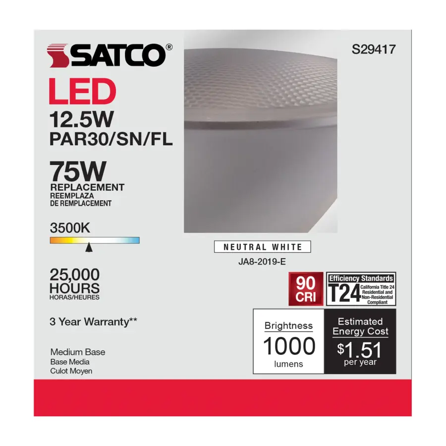 12.5 Watt - PAR30SN LED - 3500K - 40 deg. Beam Angle - Medium base - 120 Volt - Image 6