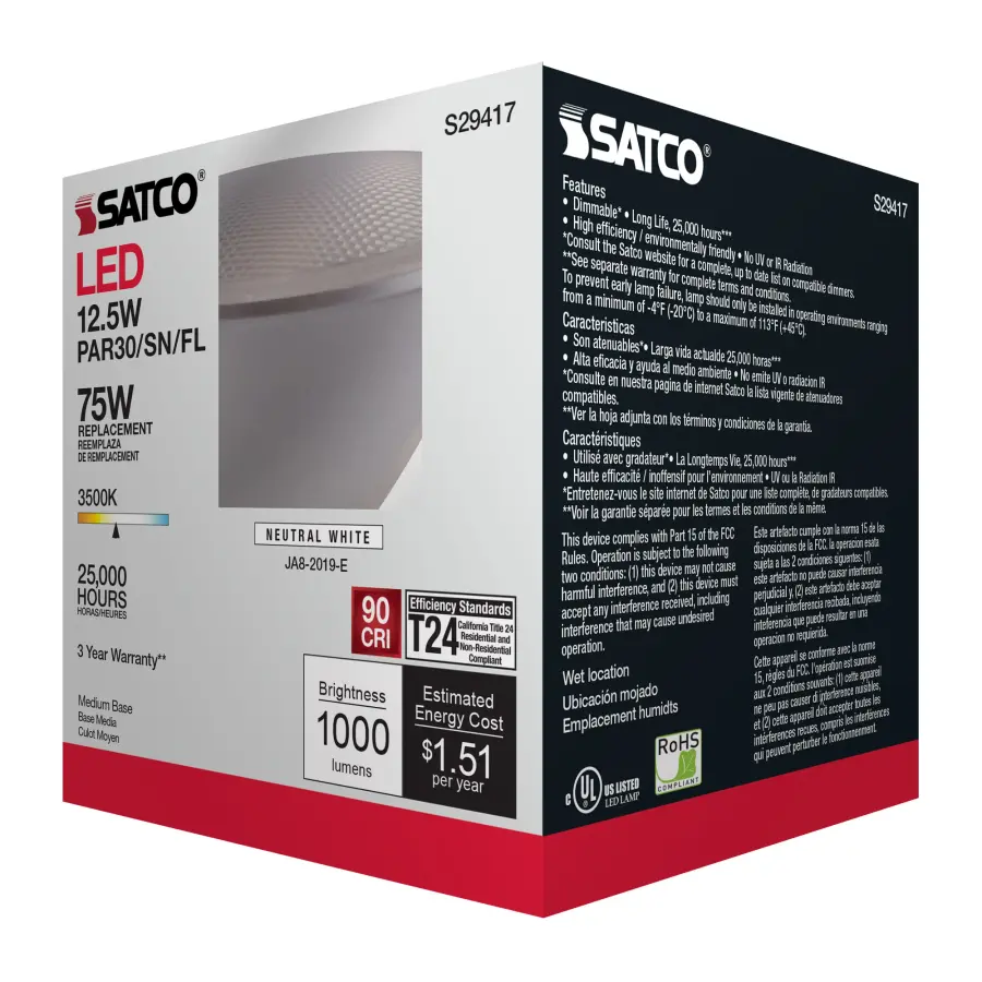 12.5 Watt - PAR30SN LED - 3500K - 40 deg. Beam Angle - Medium base - 120 Volt - Image 10