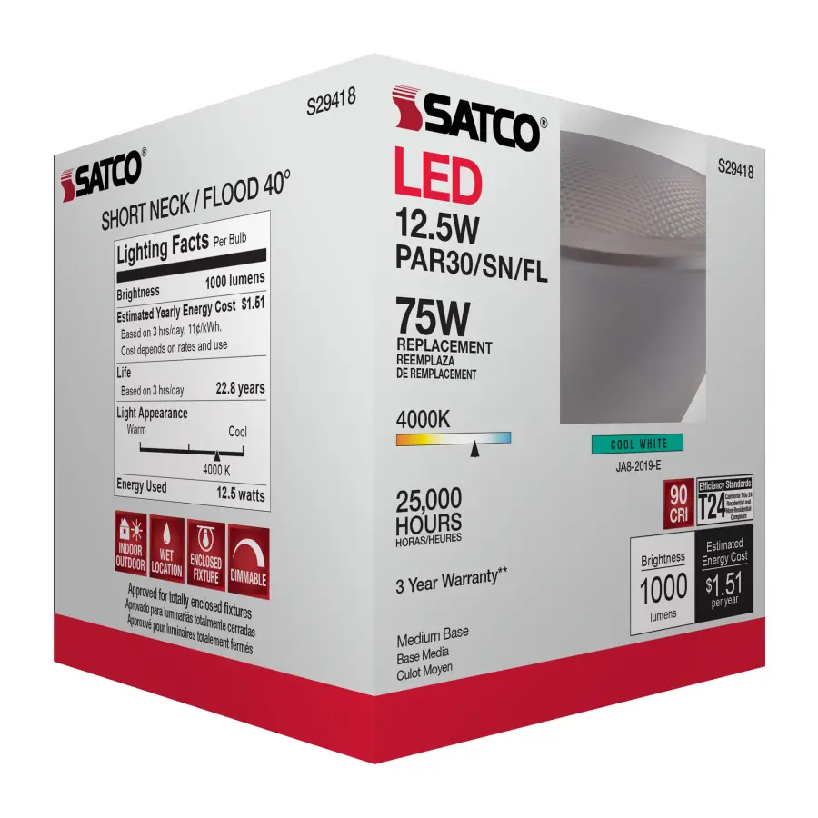 12.5 Watt - PAR30SN LED - 4000K - 40 deg. Beam Angle - Medium base - 120 Volt - Image 11