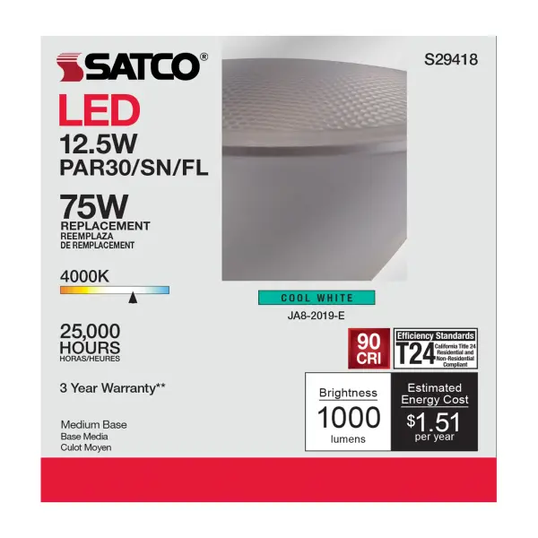 12.5 Watt - PAR30SN LED - 4000K - 40 deg. Beam Angle - Medium base - 120 Volt - Image 6