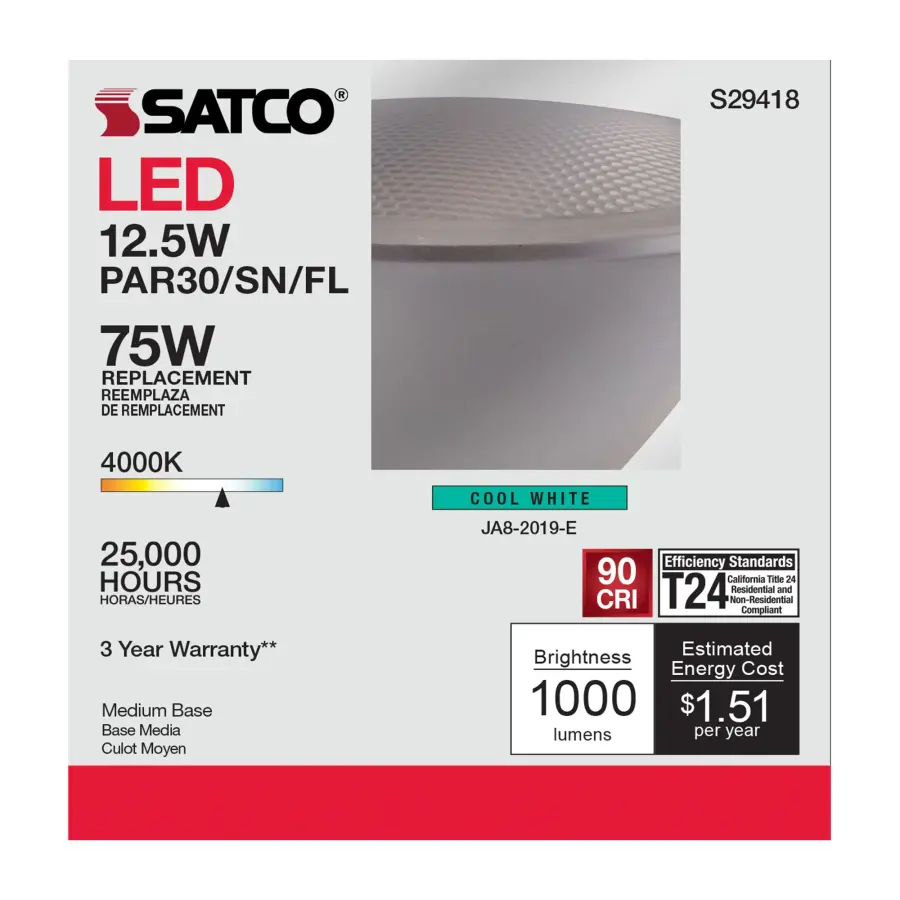 12.5 Watt - PAR30SN LED - 4000K - 40 deg. Beam Angle - Medium base - 120 Volt - Image 6