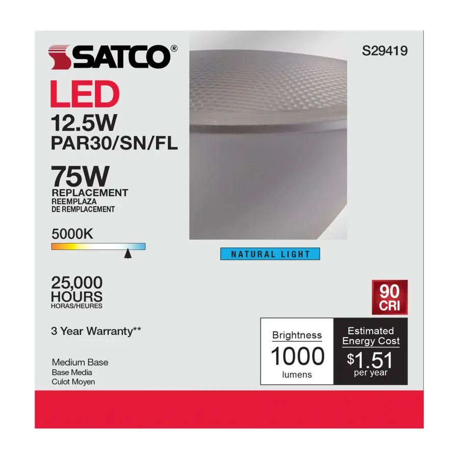 12.5 Watt - PAR30SN LED - 5000K - 40 deg. Beam Angle - Medium base - 120 Volt - Image 6