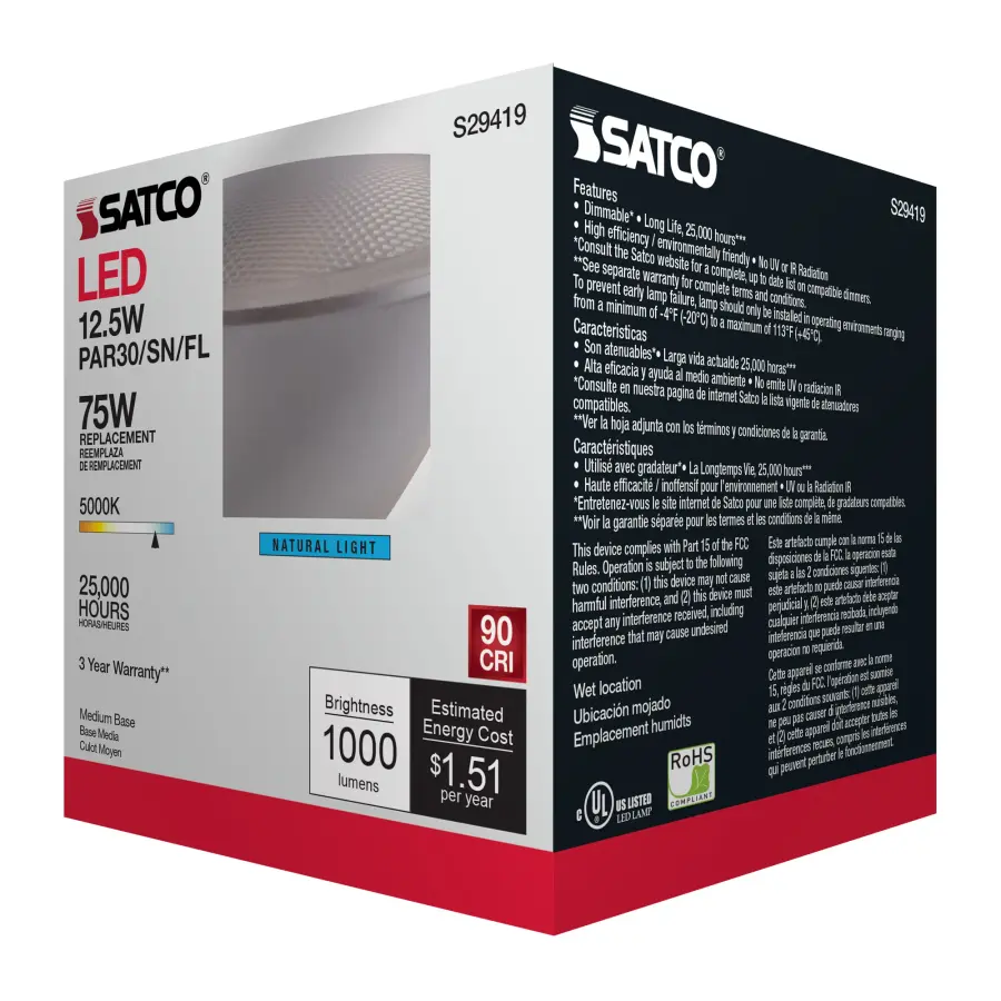 12.5 Watt - PAR30SN LED - 5000K - 40 deg. Beam Angle - Medium base - 120 Volt - Image 10