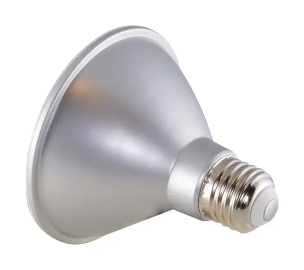 Satco's LED 12.5-watt, PAR30SN lamp maintains the familiar look of the Halogen PAR and Gen1 LED lamps they replace; but at 90 CRI and a higher lumens per watt ratio, it delivers superior light and improved efficiency. Designed for use in track, recessed fixtures and wet locations including outdoor and landscape applications, this versatile lamp has a multitude of applications. This lamp is dimmable and delivers 25,000 hours of warm white light. - alternate view
