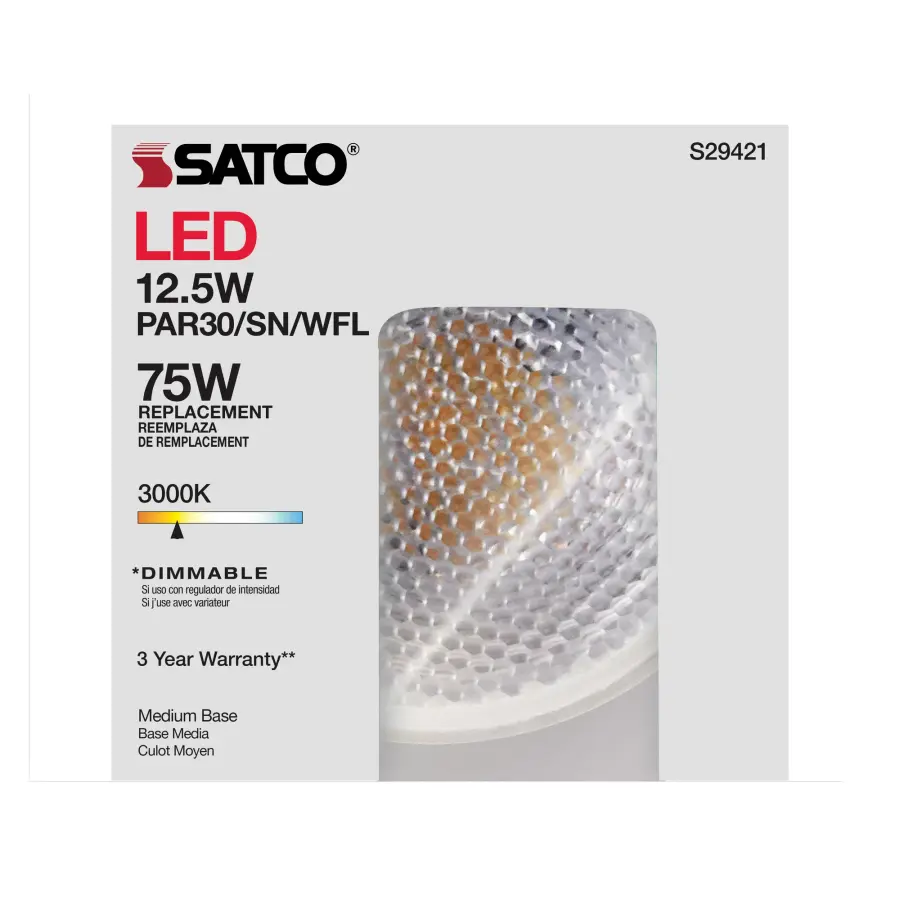 12.5 Watt - PAR30SN LED - 3000K - 60 deg. Beam Angle - Medium base - 120 Volt - Image 12
