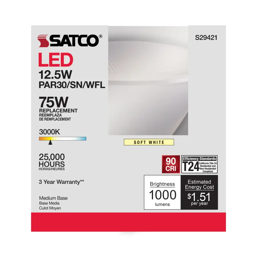 12.5 Watt - PAR30SN LED - 3000K - 60 deg. Beam Angle - Medium base - 120 Volt - Image 6